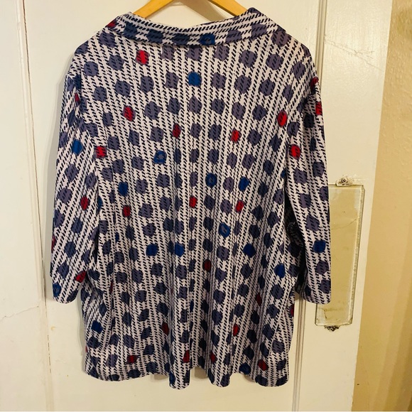Lady Winston New York 1970s Vintage V-neck 3/4 Sleeve Blouse Geometric Design. - Picture 4 of 10